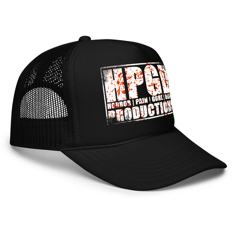 HORROR PAIN GORE DEATH PRODUCTIONS - HPGD Blood Spatter Logo Trucker Hat