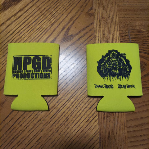 HORROR PAIN GORE DEATH PRODUCTIONS - HPGD Drink Blood Bleed Beer Yellow Koozie